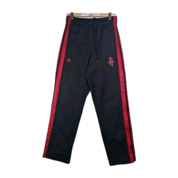 Adidas Houston Rockets Warm Up  Pants Black Red Sweatpants Fleece Rare Size L - Picture 1 of 10